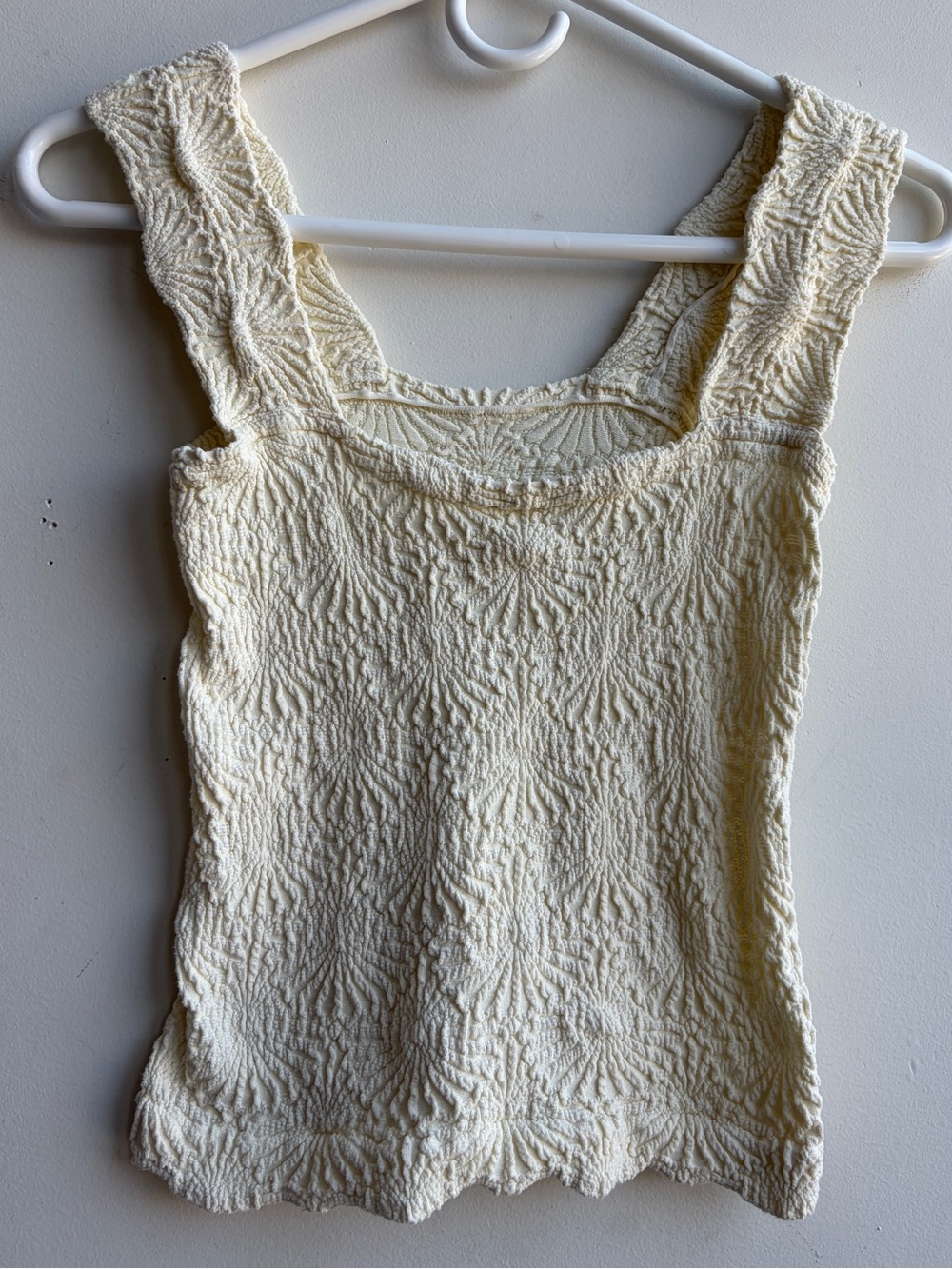 Intimately Free People Cream Textured Square-Neck Tank Top XS/S